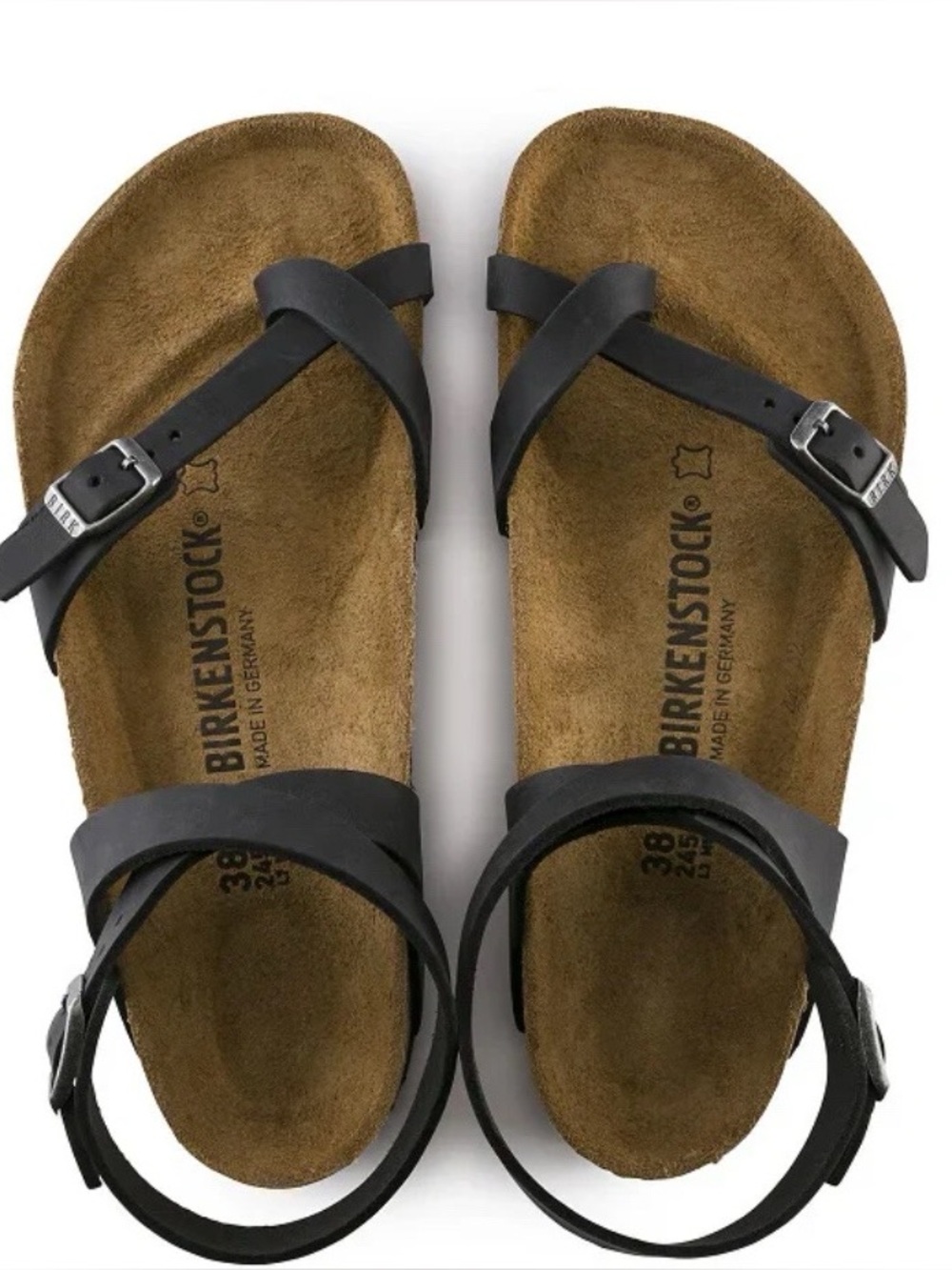 Birkenstock Yara Black Toe Loop Ankle Strap Birko-Flor Sandal EU37/US6 NWOB